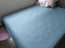 塔山（TASHAN）牛皮席頭層水牛皮涼席夏季純色真皮軟席子A類(lèi)母嬰一擦即凈易清洗 升級加厚4mm 天使藍單席 1.5米床 150cm*200cm 曬單實(shí)拍圖