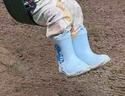 牧萌兒童雨鞋男童女童防水立體寶寶防滑耐磨卡通雨靴 淺藍恐龍 18碼 曬單實(shí)拍圖