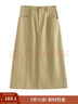 茵曼（INMAN）復古通勤開(kāi)叉半身裙女百搭舒適全棉中長(cháng)A字裙子 土卡其 S 曬單實(shí)拍圖