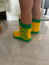 361°兒童雨鞋防水防滑立體男童女童四季雨靴束口卡通鞋 黃綠色 25  曬單實(shí)拍圖