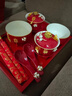 LZJV喜結連理敬茶杯婚慶用品陪嫁對杯diy手作裝飾陶瓷蓋碗結婚改口杯 鵲笑鳩舞【敬茶杯一對】 曬單實(shí)拍圖