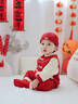 優(yōu)奇周歲禮服男寶寶嬰兒春秋衣服分體套裝中式兒童唐裝新年服抓周衣服 紅色 80 曬單實(shí)拍圖
