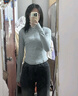 UR2025秋季新款女裝潮流運動(dòng)風(fēng)立領(lǐng)半拉鏈短款T恤UYV450254 花灰 M 曬單實(shí)拍圖