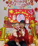 G.DUCKKIDS小黃鴨女童套裝春秋款連衣裙周歲女寶寶公主裙禮服兒童秋冬兩件套 紅色春秋套裝（花朵款夾子） 90 尺碼1~2歲【 80-90cm】 曬單實拍圖