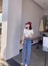 浪莎窄版牛仔褲女春秋季2025新款闊腿高腰寬松垂感顯瘦直筒拖地長(cháng)褲子 曬單實(shí)拍圖