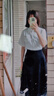 丹珠娜（DanZhuNa）連衣裙子女夏季2025新款女裝學(xué)院風(fēng)法式穿搭套裝小個(gè)子襯衫裙子女 白色上衣+黑色裙子 L 曬單實(shí)拍圖
