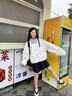 衣品元飛行服外套假兩件女款2025秋季新款寬松美式條紋拼接夾克棒球服 白色 M （95-115）斤 曬單實(shí)拍圖