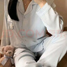 睡衣女春秋長(cháng)袖長(cháng)褲薄款可愛(ài)卡通KT貓開(kāi)衫可外穿格子學(xué)生家居服 【藍色小熊】【長(cháng)袖長(cháng)褲】 M 【80-95斤】 曬單實(shí)拍圖