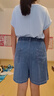 浪莎天絲軟牛仔短褲女夏季2025新款高腰a字顯瘦寬松中褲直筒五分褲 曬單實(shí)拍圖