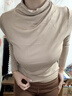 婷美（GRACEWELL）醋酸羊毛肌底衣小高領(lǐng)保暖內衣女帶胸墊上衣打底衫外穿秋奶咖L 曬單實(shí)拍圖