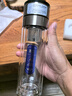 富光雙層玻璃杯 車(chē)載一鍵開(kāi)蓋泡茶杯高硼硅茶水分離水杯子男女士300ml 曬單實(shí)拍圖
