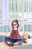 可英 GOWINBABY女童套裝新款2025秋季韓版女孩復古洋氣秋裝女寶甜美格紋三件套 格子+藏青 100 （適合身高90cm-100cm） 曬單實(shí)拍圖