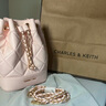 CHARLES&KEITH絎縫菱格鏈條水桶包雙肩包包女包女友生日禮物CK2-10701506 Light Pink淺粉色 M 曬單實(shí)拍圖