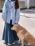 心楠藍(lán)色條紋長袖襯衫女春秋上衣2025新款寬松設(shè)計感復(fù)古撞色外套襯衣 M碼【建議100-115斤】 曬單實(shí)拍圖