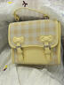 鉑吶苓雙肩包女可愛(ài)多巴胺學(xué)生上課書(shū)包通勤包斜挎格子通勤氣質(zhì)小背包 格子雙肩包【黃色-無(wú)掛件】 曬單實(shí)拍圖