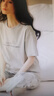棉基因女士睡衣女夏季純棉薄款短袖長褲圓領(lǐng)套頭舒適可外穿家居服套裝 曬單實拍圖