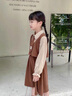 G.DUCKKIDS學(xué)院風(fēng)女童連衣裙春秋2025新款洋氣女寶春裝潮搭兒童裙子春季童裝 咖色 90 cm 曬單實(shí)拍圖