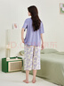 秋鹿【5A抑菌】帶胸墊純棉睡衣女生夏天款短袖七分褲褲全棉家居服套裝 香芋紫 2XL （推薦145-165斤） 曬單實(shí)拍圖