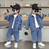 G.DUCKKIDS男童牛仔套裝2025春秋裝新款兒童潮酷純色牛仔衣中小童童裝 淺藍色 90 cm 曬單實(shí)拍圖
