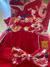 優(yōu)奇嬰兒衣服連衣裙夏季女寶寶周歲禮服百歲百天衣服宴禮紅色喜慶裙子 曬單實(shí)拍圖