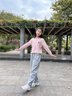 OVE女童運動(dòng)褲兒童2025新款秋裝休閑衛褲女大童春秋彎刀闊腿褲子秋季 15259灰色 140 cm 曬單實(shí)拍圖