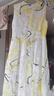 朗姿歐洲EiLEEN ELITEE100苧麻印花連衣裙設計感夏季新款 檸檬黃色 L 曬單實(shí)拍圖