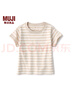 MUJI 嬰童 天竺編織 圓領(lǐng)短袖T恤童裝打底衫兒童男童女童25年春季 淺米色條紋 90 /52A 曬單實(shí)拍圖