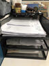 辦公桌金屬文件架3-6層文件欄文件框用品文件夾多層桌面辦公室A4 IIA4【4層】橫黑3層+頂籃II 曬單實(shí)拍圖