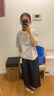無印良品（MUJI）棉 漢麻 牛仔 寬版褲 女式牛仔褲 深藏青色  M  曬單實(shí)拍圖