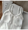 另約嬰兒棉紗睡衣女帶胸墊夏天睡裙白色性感吊帶中長(cháng)款日系純棉家居服 S2462-1BA 白色 固定胸墊 M 曬單實(shí)拍圖