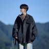 Shelley Jones美式復古pu皮衣外套男士秋季新款寬松潮流高級感痞帥夾克上衣服裝 黑色 XL [建議125-135斤] 曬單實(shí)拍圖