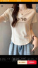 歐洛黛短袖t恤女夏季新款正肩短袖女寬松印花半袖百搭顯瘦V領(lǐng)上衣女夏裝 杏色（OHE） 2XL 碼 建議125-145斤 曬單實(shí)拍圖