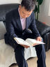 報喜鳥西服套裝男裝秋季款男士時尚正裝結(jié)婚西裝新郎婚慶西服西褲套裝男 星宇藍-兩扣 48 A(175/96) /請備注腰圍或褲子 曬單實拍圖