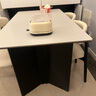 上林春天 巖板餐桌現代輕奢長(cháng)方形餐桌椅組合家用吃飯桌子中古風(fēng)餐廳家具 黑色框架/啞光純白巖板/羊角椅 1.4m 一桌四椅 曬單實(shí)拍圖