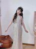 WVD美國品牌禮服公主裙絕美高端輕奢小眾主持人兒童鋼琴演出服感銀色亮片無(wú)飄紗110 CM 曬單實(shí)拍圖