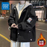 真維斯（Jeanswest）連帽外套男秋冬季加絨加厚潮牌學(xué)生夾克衫運動(dòng)沖鋒上衣服男裝 JYD 8911純黑【加絨款】 XL 【建議125-140斤】 曬單實(shí)拍圖