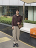 名創(chuàng)優(yōu)品（MINISO）休閑褲男款2025新款寬松型秋季男生美式運動卡其色百搭直筒褲子男 【直筒休閑褲】卡其 L /175(體重115-135斤) 曬單實拍圖