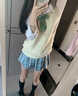 彌柯菲日系制服感慵懶針織毛衣女秋冬新款休閑寬松百搭馬甲背心套頭上衣 白色 M 曬單實(shí)拍圖