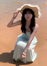 沐霓 露背連衣裙 女2025夏季法式吊帶度假風性感沙灘裙多巴胺收腰長裙 海邊出片連衣裙 M 曬單實拍圖