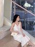 貞喜氣絲綢緞面夏季新款女裝時(shí)尚V領(lǐng)提花無(wú)袖吊帶氣質(zhì)連衣長(cháng)裙 白色 L 95-110斤 曬單實(shí)拍圖