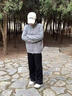 主意范（ZHUYIFAN）雙拉鏈開(kāi)衫毛衣外套男半高領(lǐng)加厚保暖秋冬oversize情侶針織衫夾克 黑色半高領(lǐng)（高品質(zhì)升級版） XL 125-145斤 曬單實(shí)拍圖