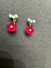 伊燦紅色絲絨小花朵仿珍珠耳釘女無(wú)耳洞耳夾大氣高級耳環(huán)2025新款耳飾 紅色小花朵仿珍珠耳釘 曬單實(shí)拍圖