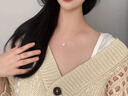 逐青新款魚線925銀鋯石方糖項鏈女時尚輕奢透明鎖骨鏈閨蜜吊墜送女友 925銀鋯石方糖項鏈 禮盒包裝 曬單實拍圖