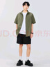 名創(chuàng  )優(yōu)品（MINISO）短袖襯衫男夏季冰絲涼感速干襯衣薄款寬松休閑翻領(lǐng)上衣 軍綠 XL 曬單實(shí)拍圖