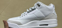 耐克（NIKE）喬丹AJ3金屬銀復(fù)刻休閑鞋男子運(yùn)動鞋復(fù)古籃球鞋 CT8532-111 44.5 曬單實(shí)拍圖