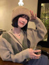 蒙口比鄰正品大頭圍毛線男士帽子保暖簡(jiǎn)約百搭寬松針織帽生日禮物 駝色 均碼 曬單實(shí)拍圖