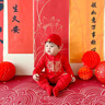 迪士尼（Disney）嬰兒連體衣秋冬款加絨滿(mǎn)月服嬰幼兒秋裝抓周禮服周歲寶寶喜慶衣服 紅色 福氣滿(mǎn)滿(mǎn) 59cm 曬單實(shí)拍圖