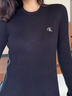 Calvin KleinJeans25秋季新款女士刺繡ck羅紋修身圓領(lǐng)內搭針織衫毛衣47D371G UB1-太空黑 XS 曬單實(shí)拍圖