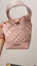 CHARLES&KEITH絎縫菱格鏈條水桶包雙肩包包女包女友生日禮物CK2-10701506 Light Pink淺粉色 M 曬單實(shí)拍圖