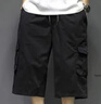 卡魯微XL-6XL夏季特大碼運(yùn)動(dòng)七分褲男士寬松短褲加肥加大碼肥佬休閑薄款寬松馬褲沙灘七分褲加肥加大 黑色 5XL適合230-250斤 曬單實(shí)拍圖
